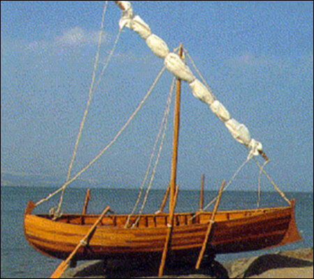 An artistic rendering of the ancient boat