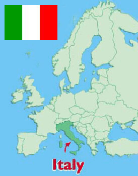 Italy in the map of Europe