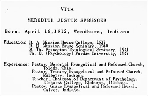 1956 Meredith Sprunger's short bio