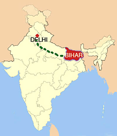 map of india with bihar location
