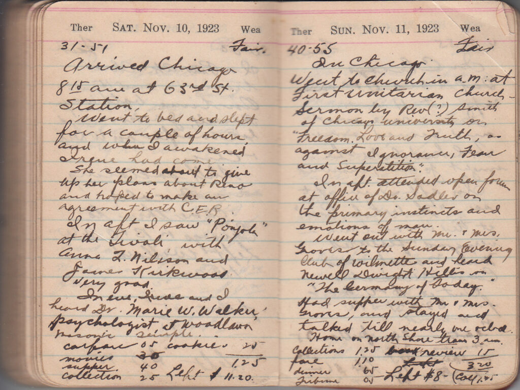 Diary, November 1923