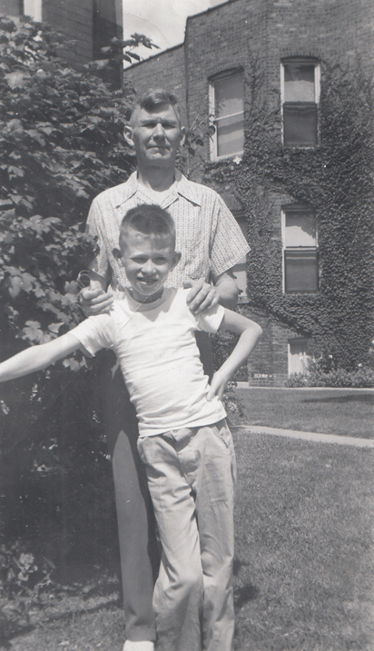 Larry with his dad Clarence in 1949, in Chicago